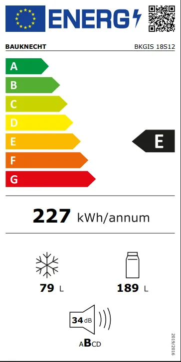 Energieklasse E - Vollständiges EU-Energielabel
